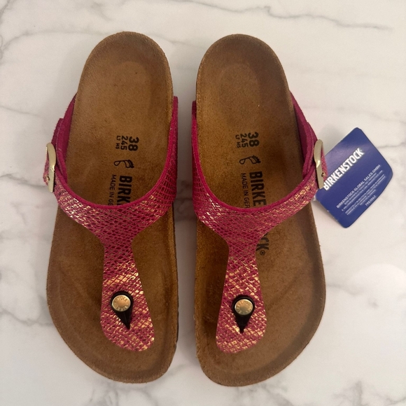 Birkenstock Gizeh Shiny Python Style Dark Fuchsia size 38 / 7.5 - Picture 5 of 8
